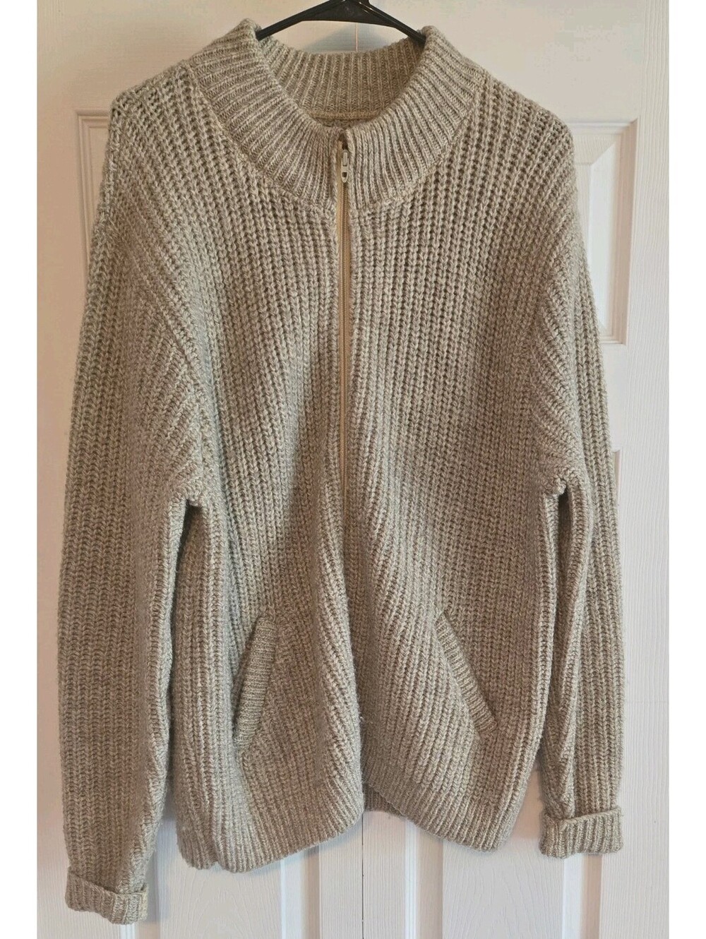 *read* Alps Rugged Outdoors Chunky Knit 100% Wool Full Zip Sweater Oatmeal Xl